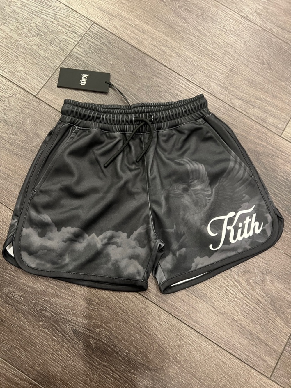 Kith Black Cloud & Wing Graphic Athletic Shorts